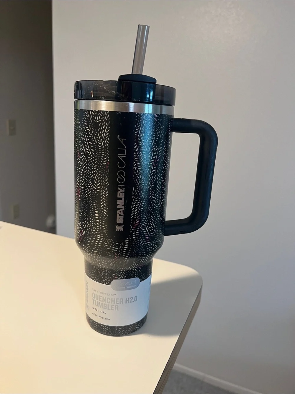 Black Stanley Quencher H2.0 Travel Tumbler with Handle